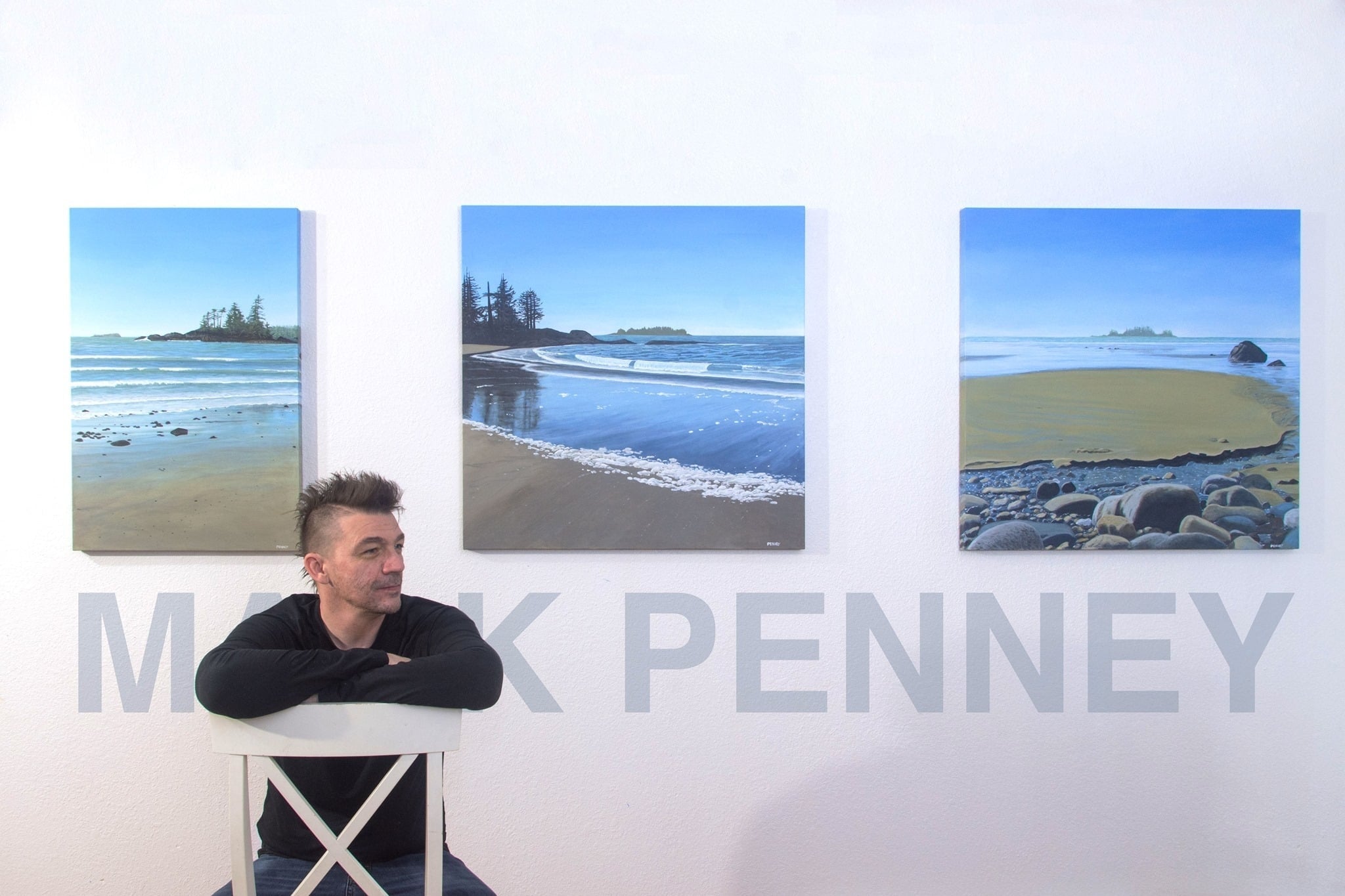 Mark Penney with paintings